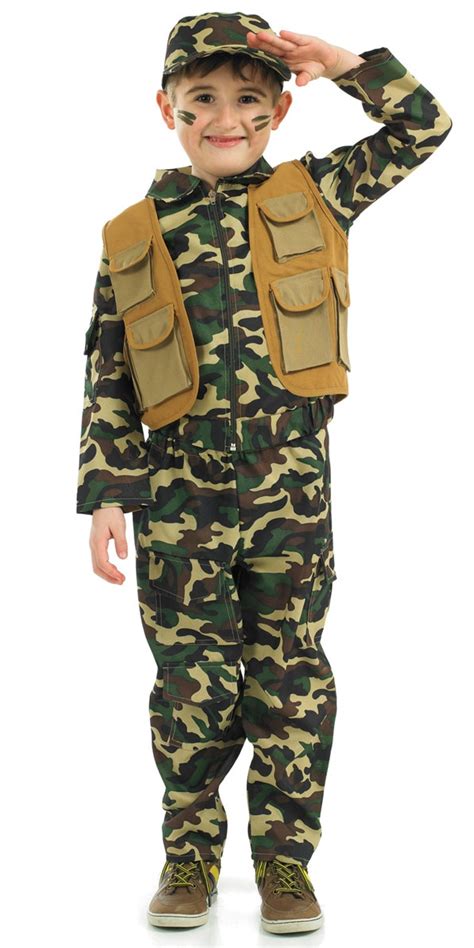 Army Soldiers Hat Boys Fancy Dress Military Uniform Kids Childrens