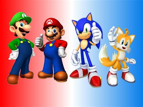Mario And Luigi And Sonic And Tails Best Friends By 9029561 Super