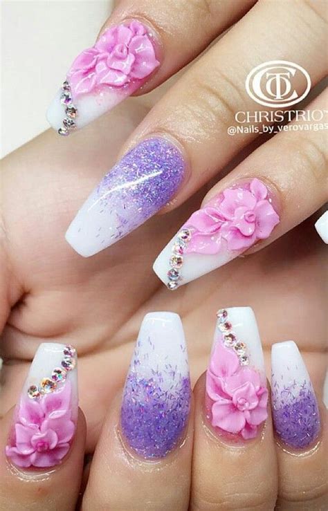 Purple pink girly floral nails @nails_by_verovargas ... #flower petals #purple nails #pink nails #flower nails #dew drops #spring time #spring nails #floral #pink flowers #purple flowers #basecoattopcoat #bctc nails #bctcnails #bctc nails #stripes #stripe nails #girly #cute #ombre #gradient #color fade #gradient nails #nail art #nailart #nail polish #simple.