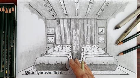 Drawing A Bedroom In One Point Perspective Timelapse One Point