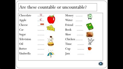 Countable And Uncountable Nouns Worksheets For Grade 2