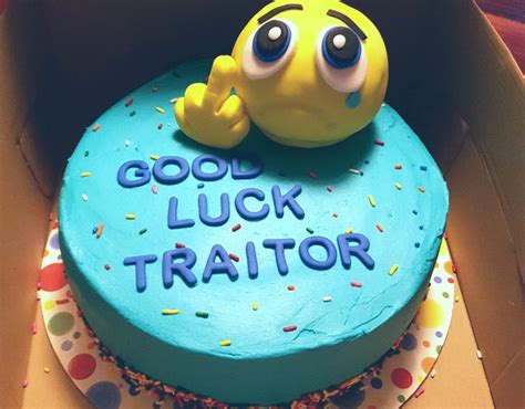 Written by natasha march 1, 2016. Good Luck traitor, emoji cake, Fondant decoration | Cake ...