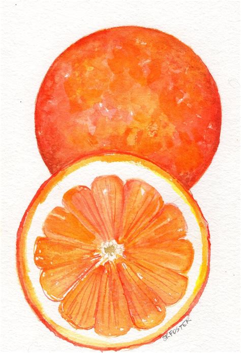 Oranges Watercolor Painting 5 X 7 Original Orange Fruit Wall Art