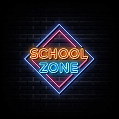 Premium Vector School Zone Neon Sign Neon Symbol