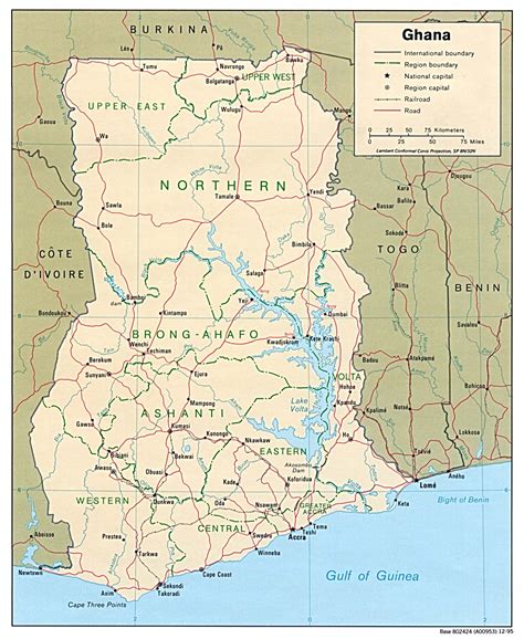 1up Travel Maps Of Ghana Ghana Political Map 1995 417k
