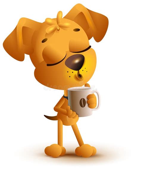 Dog With Coffee Cup Stock Illustration Illustration Of White 135588592