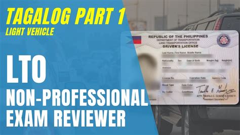 NON PROFESSIONAL LTO EXAM REVIEWER TAGALOG 2023 PART 1 60 ITEMS