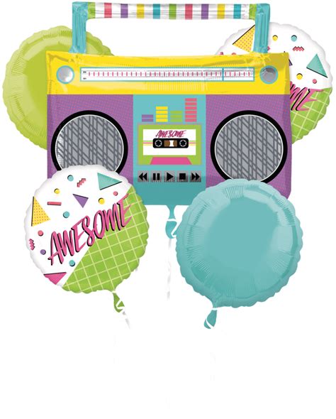 awesome 80s boom box foil balloon bouquet for 80s party birthday helium inflation included 5