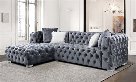 Lcl 018 Sectional Sofa In Gray Velvet