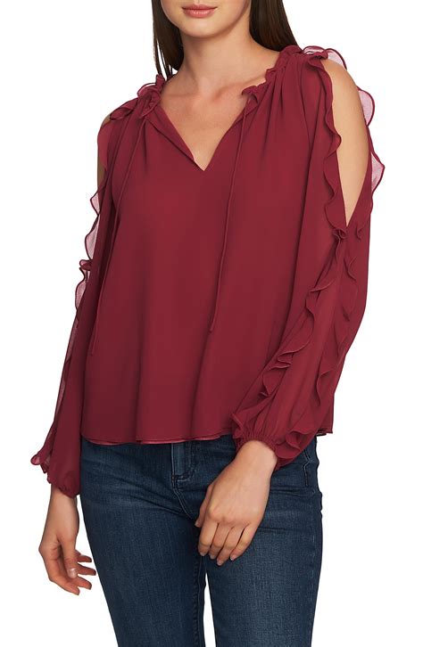 Lyst 1state Ruffle Cold Shoulder Top In Pink