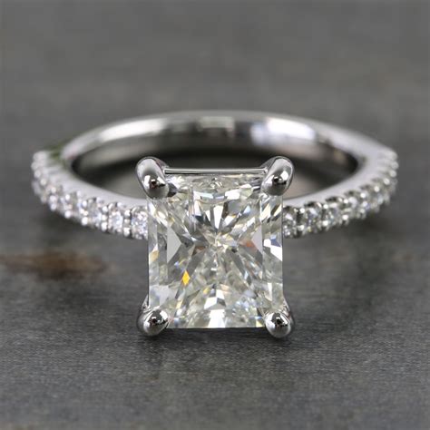 2 Carat Ideal Radiant Cut Diamond Ring In Platinum