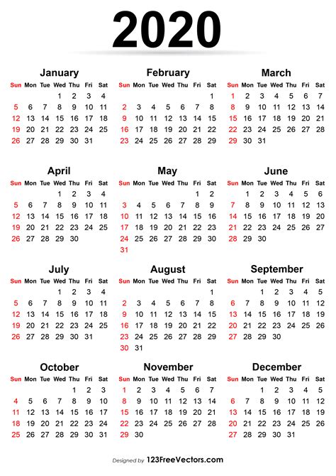 Printable Calendar 2020 Calendar Template Printable Monthly Yearly