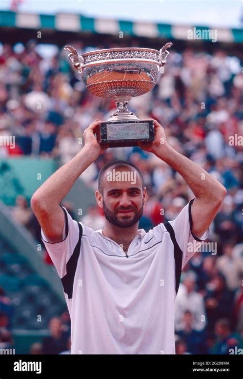 American Tennis Player Andre Agassi Wins The Tournament Roland Garros