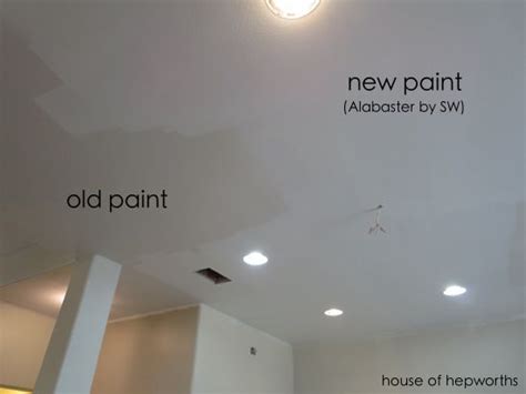 To avoid any yellow tones, paint the ceiling the same color or a slightly warmer color than ceiling white. I always use for ceilings and trim - Alabaster by Sherwin ...