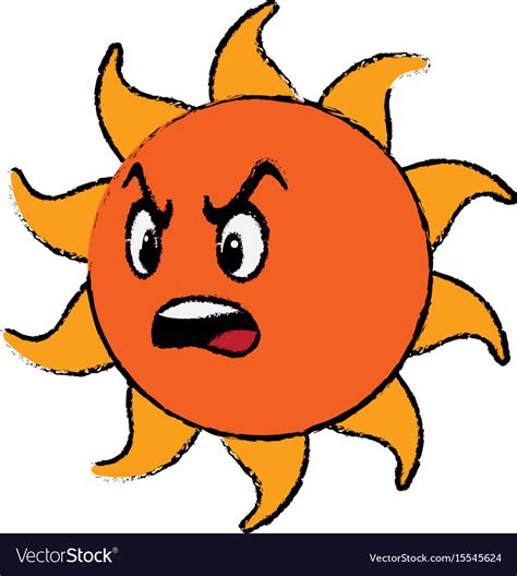 Angry Sun Cartoon Mascot Character Royalty Free Vector Image
