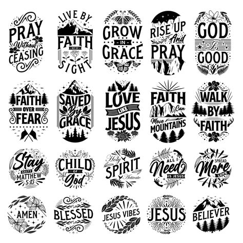 Set Of Christian Typography Quotes Faith Typography Quotes Bundle