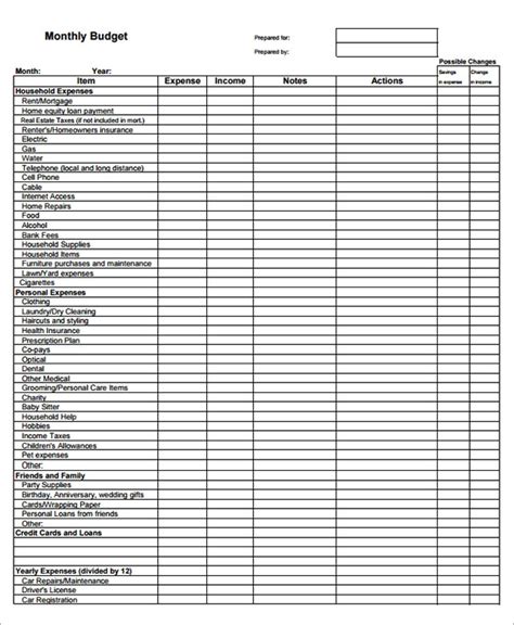 Monthly Budget Template 10 Download Free Documents In