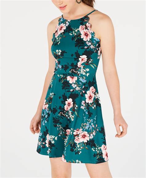 Bcx Juniors Floral Print Scalloped Fit And Flare Dress Macys