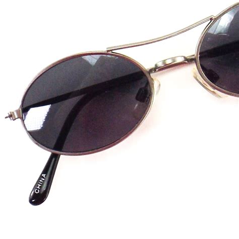 vintage nos 90s 2000s oval sunglasses matte silver metal etsy