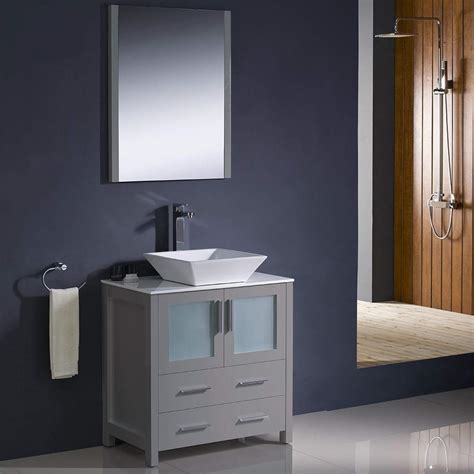 Fresca Torino 30 Inch Gray Modern Bathroom Vanity Wvessel Sink Ebay