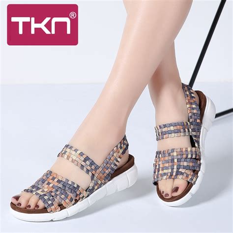 Tkn 2019 Summer Women Sandals Shoes Female Woven Elastic Shoes Ladies