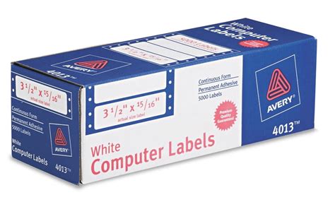 Continuous Form Computer Labels For Pin Fed Printers 3 12 X 1516