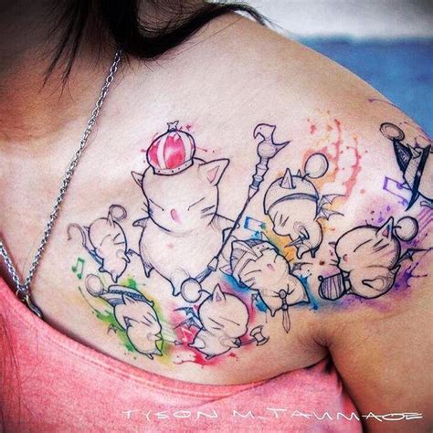 Moogle Tattoo Final Fantasy Tattoo Gamer Tattoos Sleeve Tattoos