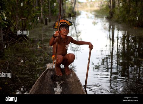 Xingu Indians In The Amazone Brazil Stock Photo Alamy