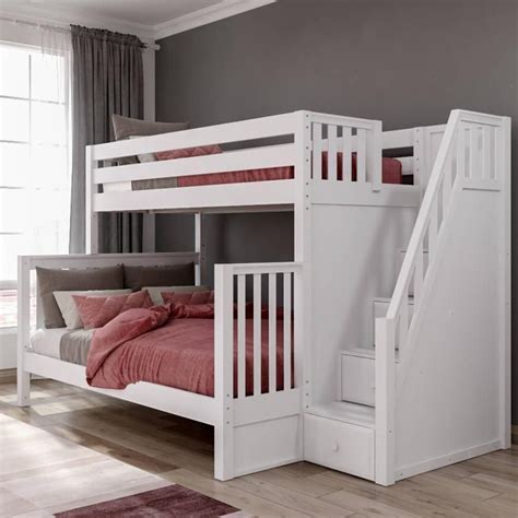 High Twin Xl Over Queen Bunk Bed With Stairs In 2021 Queen Bunk Beds