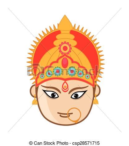 Vector Clip Art of Durga Mata Face - Vector Cartoon - Durga Mata Face