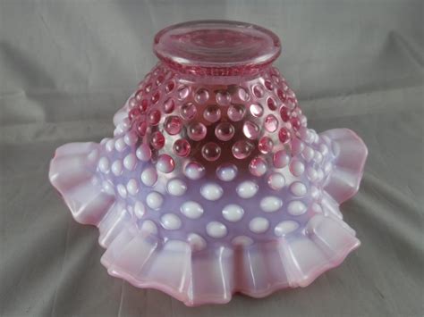 Vintage Fenton Hobnail Pink Art Glass Handmade Footed Bowl Etsy