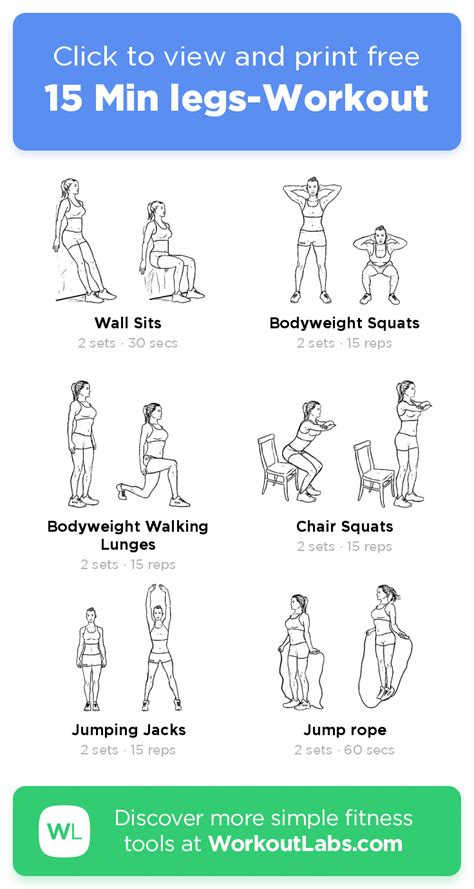 Min Legs Workout Click To View And Print This Illustrated Exercise Plan Created With