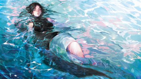 Anime Girl Floating In The Water 4k 62612 Wallpaper