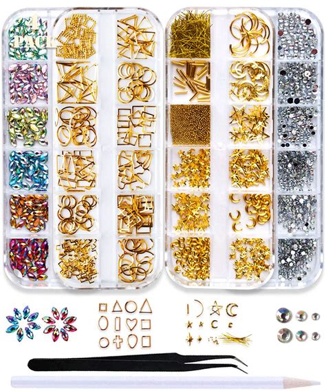 Silpecwee 4 Boxes 3d Rhinestones For Nail Art Flat Back