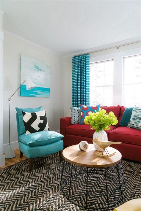 100 Creativity Chic Turquoise Modern Living Room Red Accents Living