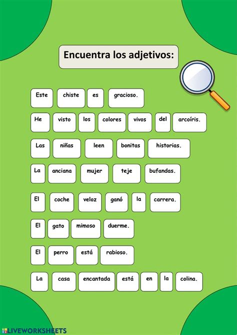 Ficha Online De Los Adjetivos Para 2º Puedes Hacer Los Ejercicios