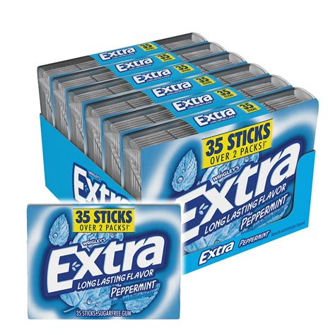 extra gum peppermint sugarfree chewing gum mega pack 35 sticks pack of 6