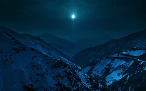 Landscapes Night Nature Moon Stars Sky Mountains Snow Cold Earth