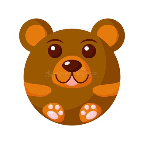 Cute Cartoon Round Animal Bear Face Vector Zoo Sticker Isolated On