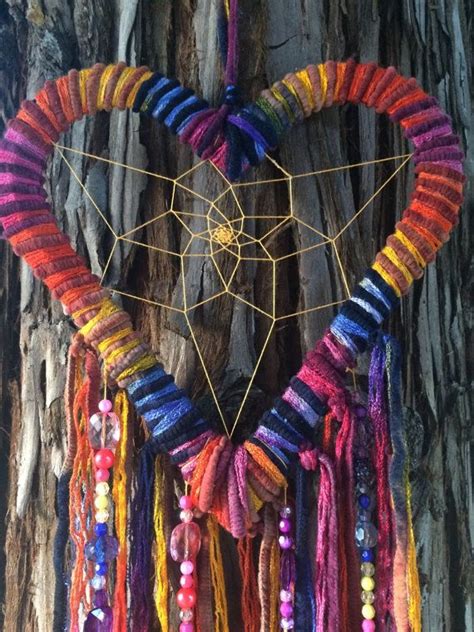 Rainbow Dreamcatcher Heart 4th Of July Wreath Purple Pink Halloween