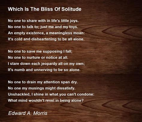 Which Is The Bliss Of Solitude By Edward A Morris Which Is The Bliss