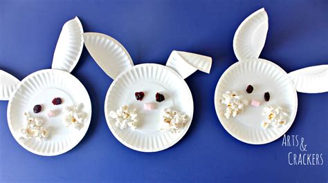 Cut pipe cleaners in half and stick them in the holes. DIY Bunny-Shaped Snack Plates