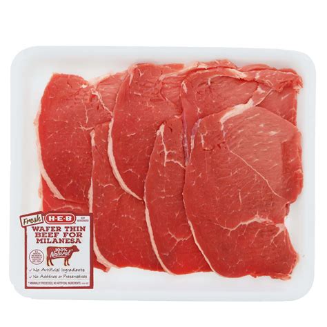 H E B Beef Round Tip Steak For Milanesa Wafer Thin Value Pack Usda