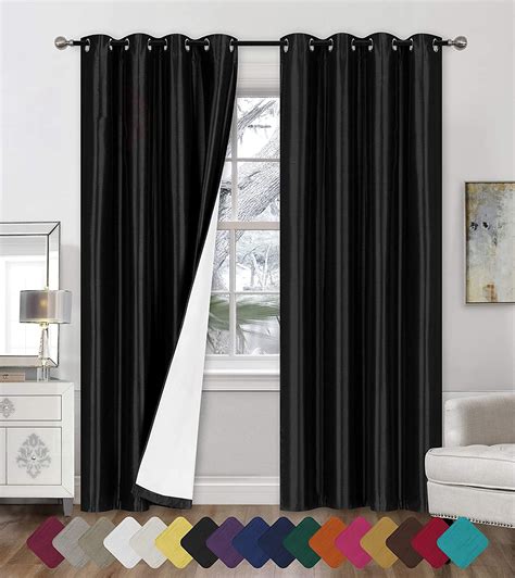 Faux Silk Blackout Curtains 2 Panel Sets Of 54x84 Room Darkening