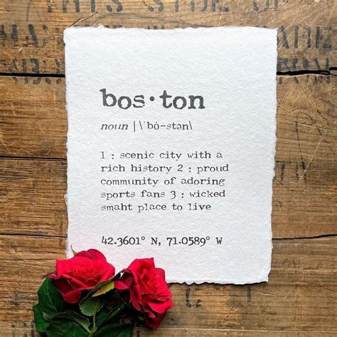 Boston Massachusetts Definition Print In Typewriter Font On Handmade P Alison Rose Vintage