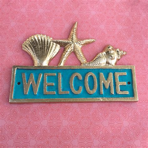Gorgeous Hand Painted Seashell Welcome Sign Etsy Hand Painted
