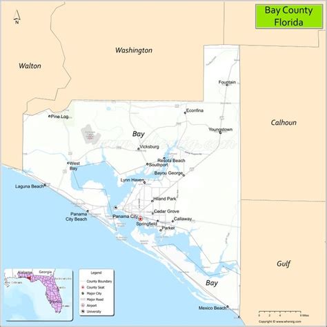 Map Of Bay County Florida Showing Cities Highways And Important Places