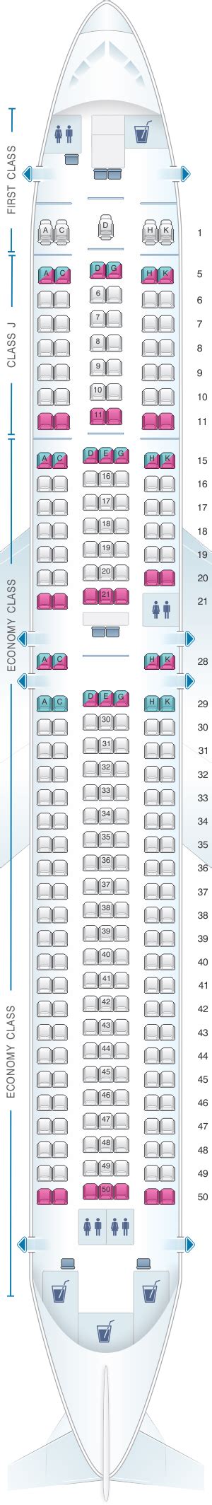 Mapa De Asientos Japan Airlines JAL Boeing B767 300ER A25 Plano Del