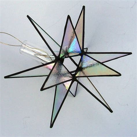 Tree Topper Large Iridescent Clear Stained Glass Moravian Etsy
