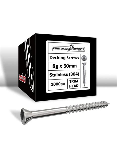 Stainless Steel 304 Decking Screws 8g X 50mm Trim Head 1000 Pc